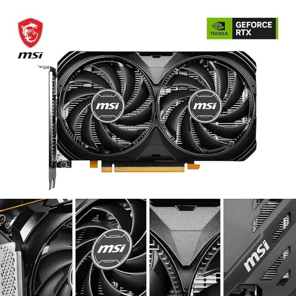 MSI Geforce RTX 4060 Ventus 2X Black 8G Oc 8Gb Gddr6 128-Bit Gaming Graphic Card, pci_e MSI